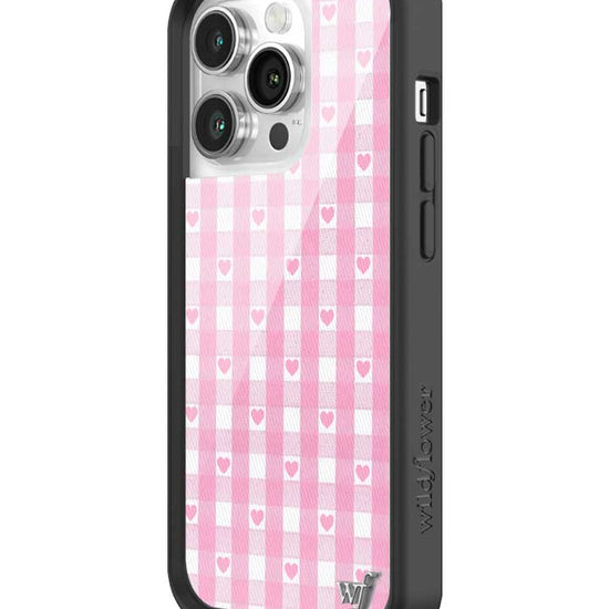 Wildflower iPhone case 14 Pro Pink Gingham Hearts Vintage Cute Classic 2