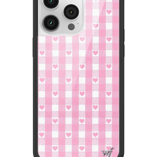 Wildflower iPhone case 14 Pro Max Pink Gingham Hearts Vintage Cute Classic