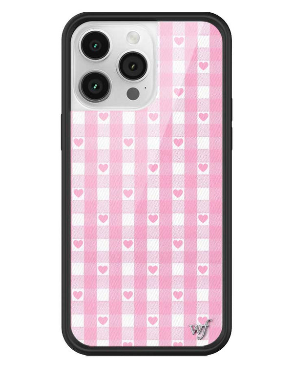 Wildflower iPhone case 14 Pro Max Pink Gingham Hearts Vintage Cute Classic