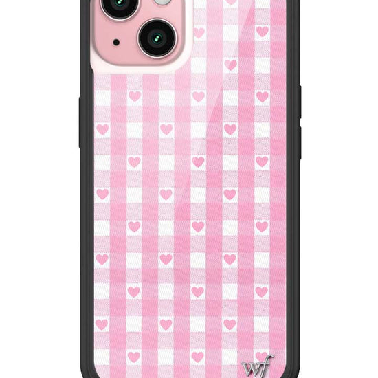 Wildflower iPhone case 15 Pink Gingham Hearts Vintage Cute Classic