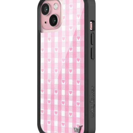 Wildflower iPhone case 15 Pink Gingham Hearts Vintage Cute Classic 2