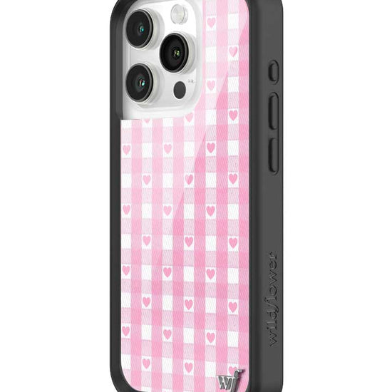 Wildflower iPhone case 15 Pro Pink Gingham Hearts Vintage Cute Classic 2