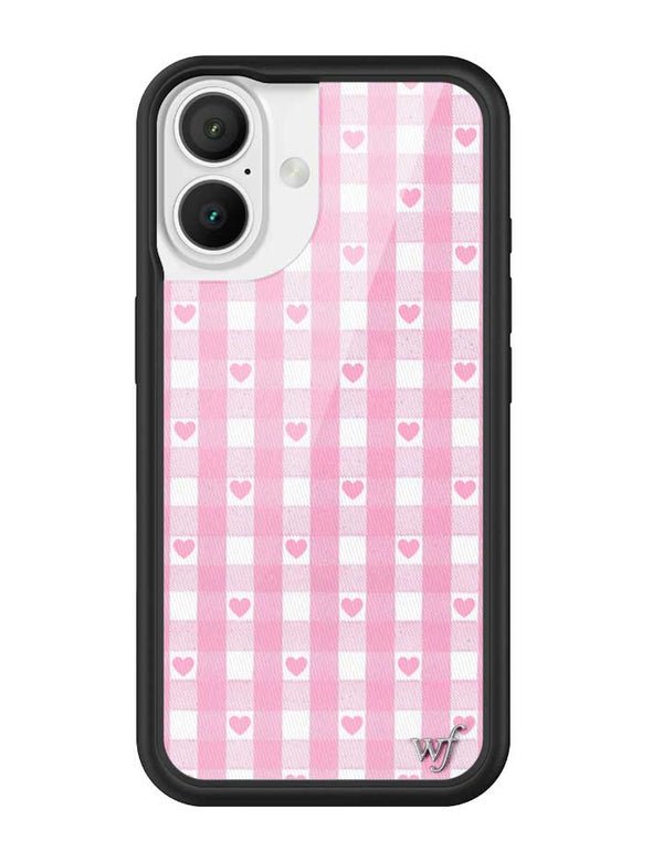 Wildflower iPhone case 16 Pink Gingham Hearts Vintage Cute 