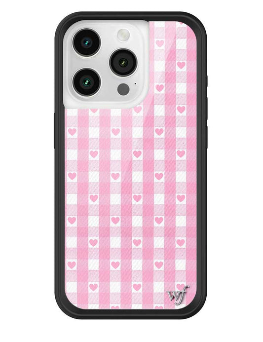 Wildflower iPhone case 16 Pro Pink Gingham Hearts Vintage Cute Classic