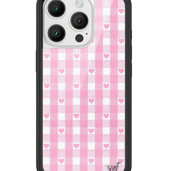 Wildflower iPhone case 16 Pro Pink Gingham Hearts Vintage Cute Classic