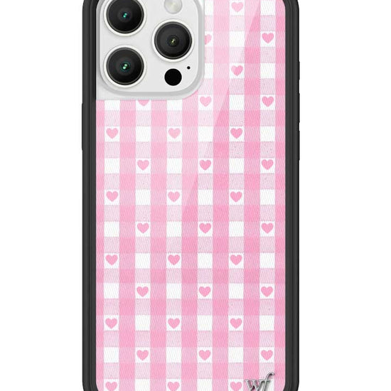 Wildflower iPhone case 16 Pro Max Pink Gingham Hearts Vintage Cute Classic