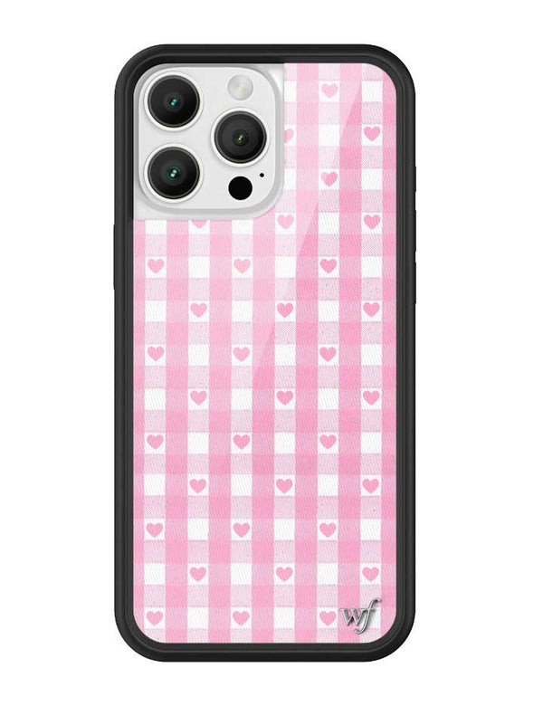 Wildflower iPhone case 16 Pro Max Pink Gingham Hearts Vintage Cute Classic