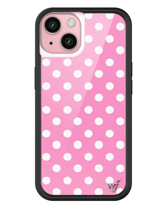 Wildflower iPhone case 15 Pink Polka Dots Cute Classic