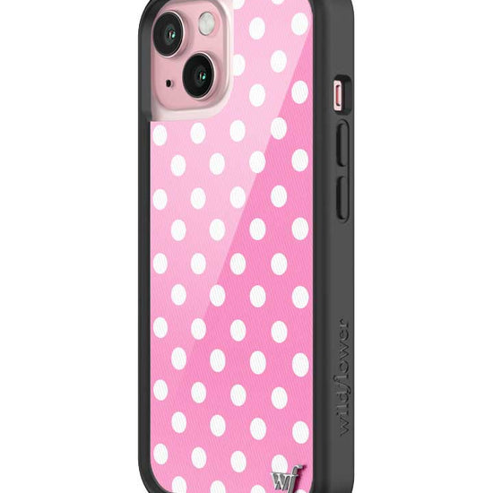 Wildflower iPhone case 15 Pink Polka Dots Cute Classic