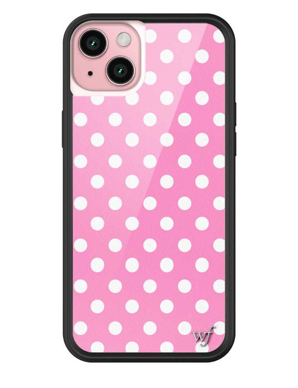 Wildflower iPhone case 15 Plus Pink Polka Dots Cute Classic