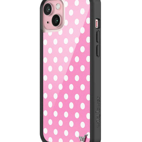 Wildflower iPhone case 15 Plus Pink Polka Dots Cute Classic