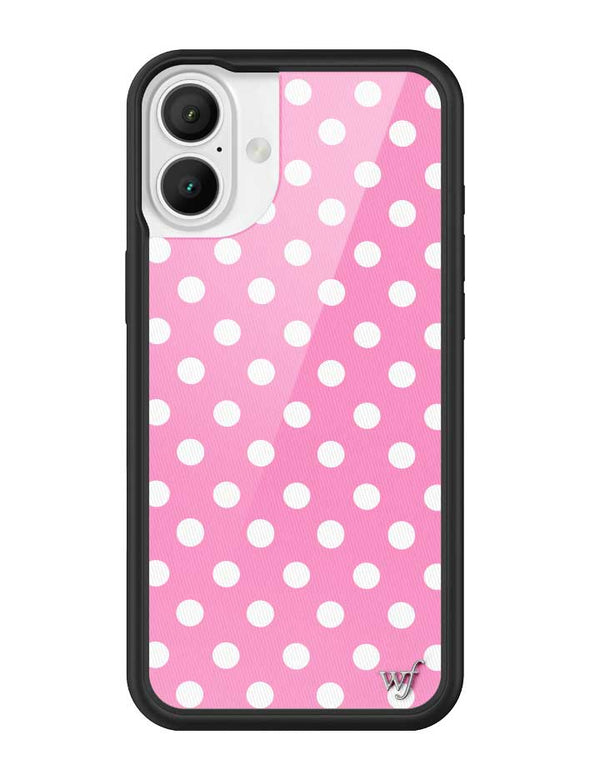 Wildflower iPhone case 16 Plus Pink Polka Dots Cute Classic