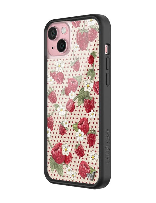 wildflower raspberry polka dot iphone 15 plus 