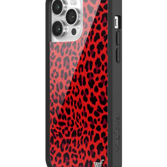 Wildflower iPhone case 14 Pro Max Red Meow Leopard Cute