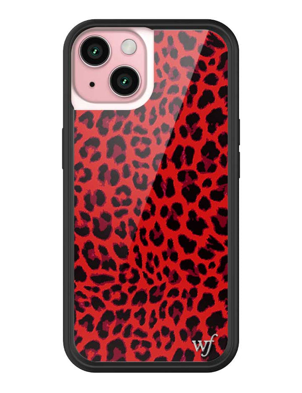 Wildflower iPhone case 15 Red Meow Leopard Cute