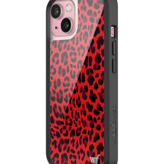 Wildflower iPhone case 15 Red Meow Leopard Cute