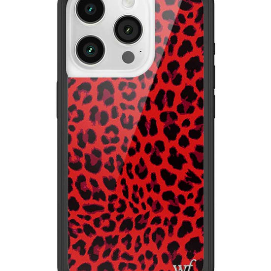 Wildflower iPhone case 15 Pro Red Meow Leopard Cute