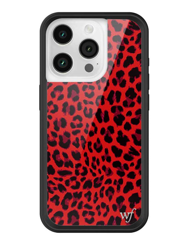 Wildflower iPhone case 15 Pro Red Meow Leopard Cute