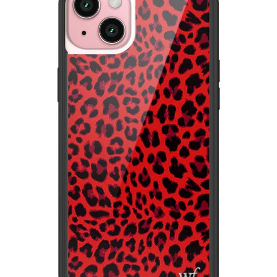 Wildflower iPhone case 15 Plus Red Meow Leopard Cute