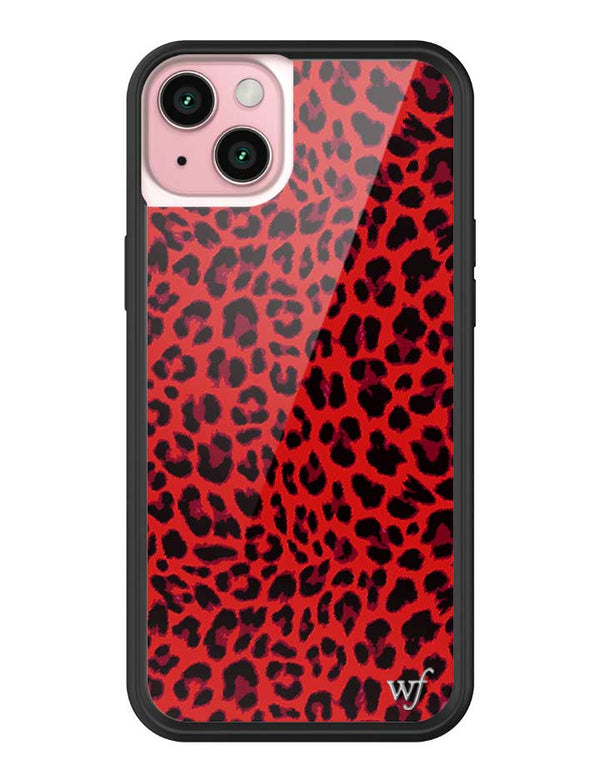 Wildflower iPhone case 15 Plus Red Meow Leopard Cute