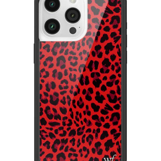 Wildflower iPhone case 15 Pro Max Red Meow Leopard Cute