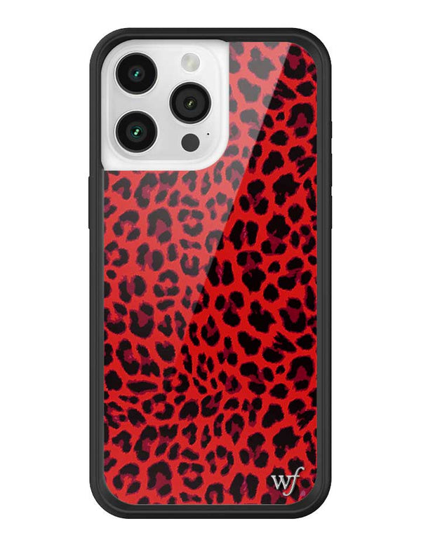 Wildflower iPhone case 15 Pro Max Red Meow Leopard Cute