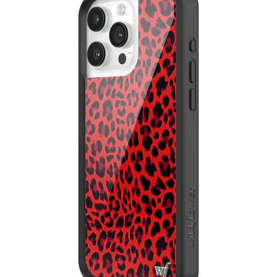 Wildflower iPhone case 15 Pro Max Red Meow Leopard Cute