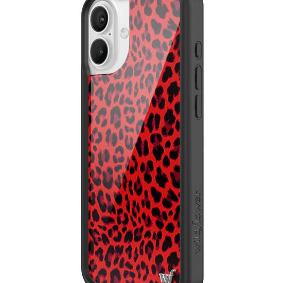 Wildflower iPhone case 16 Plus Red Meow Leopard Cute