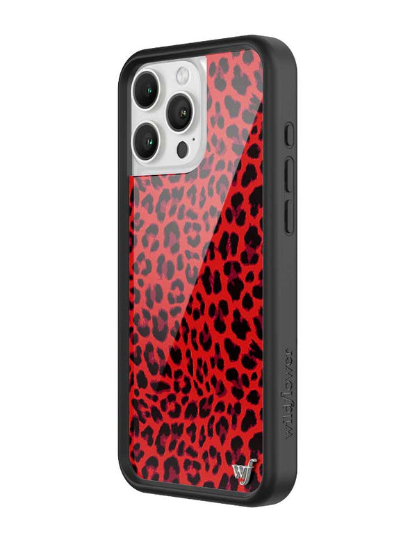 Wildflower iPhone case 16 Pro Max Red Meow Leopard Cute