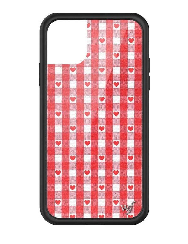 Wildflower Red Gingham Heart iPhone 11 Case