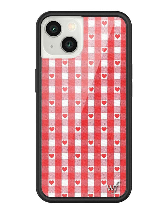 Wildflower Red Gingham Heart iPhone 13 Case