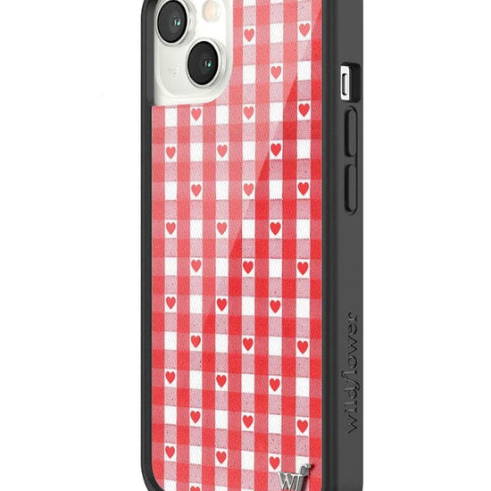 Wildflower Red Gingham Heart iPhone 13 Case