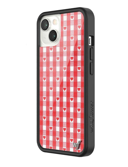 wildflower red gingham heart iphone 13 