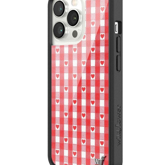 Wildflower Red Gingham Heart iPhone 13 Pro Case