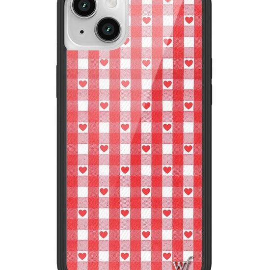 Wildflower Red Gingham Heart iPhone 14 Case