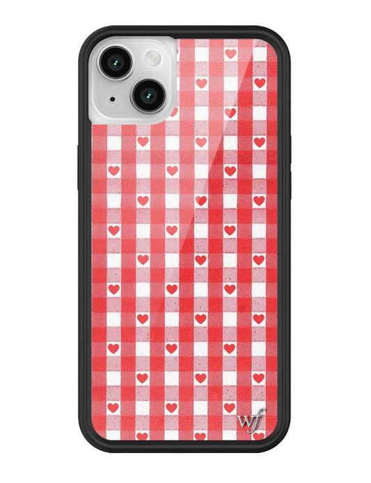 Wildflower Red Gingham Heart iPhone 14 Case