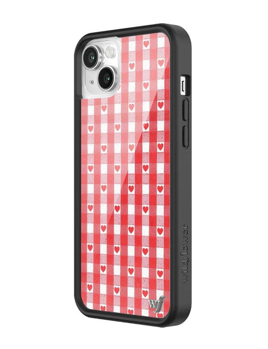 wildflower red gingham heart iphone 14 