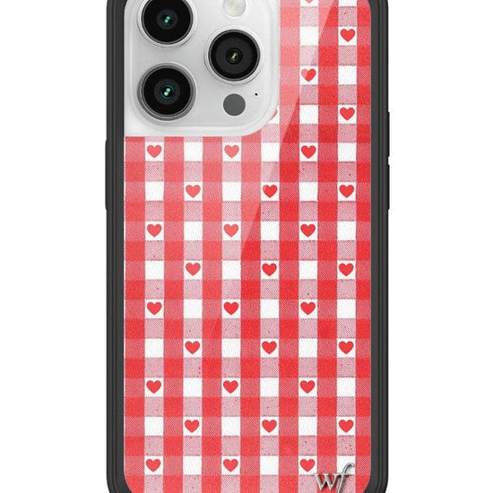 Wildflower Red Gingham Heart iPhone 14 Pro Case