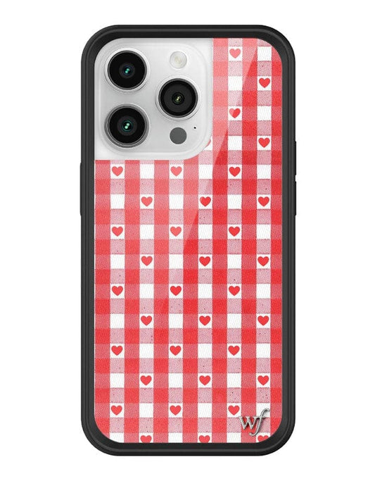 Wildflower Red Gingham Heart iPhone 14 Pro Case