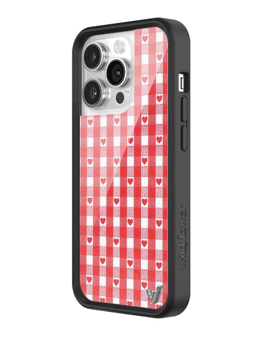 wildflower red gingham heart iphone 14 pro 