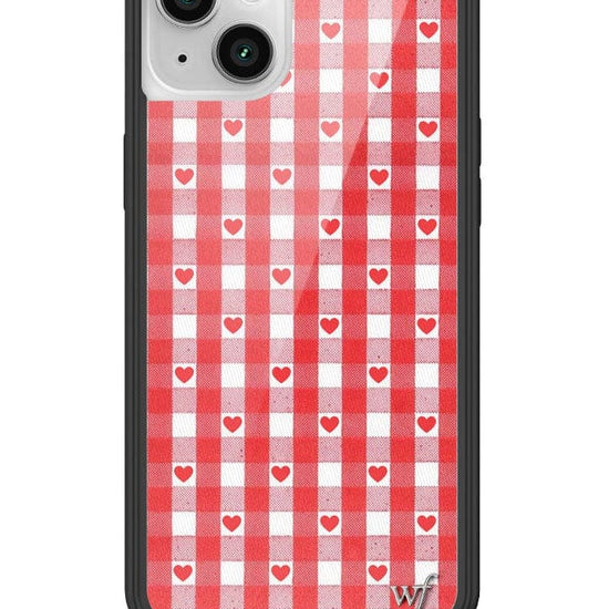 Wildflower Red Gingham Heart iPhone 14 Plus Case