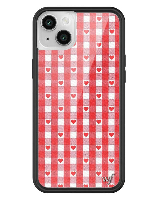 Wildflower Red Gingham Heart iPhone 14 Plus Case