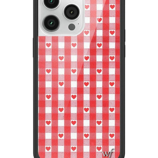 Wildflower Red Gingham Heart iPhone 14 Pro Max Case