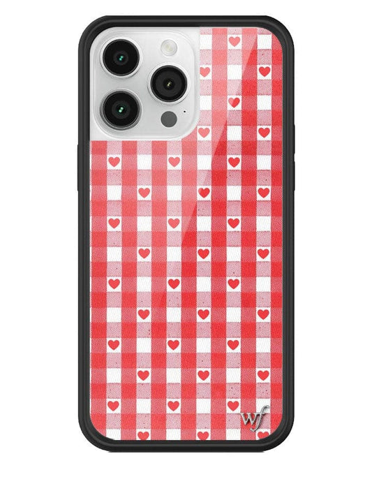 Wildflower Red Gingham Heart iPhone 14 Pro Max Case