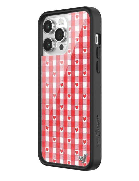 wildflower red gingham heart iphone 14 pro max 