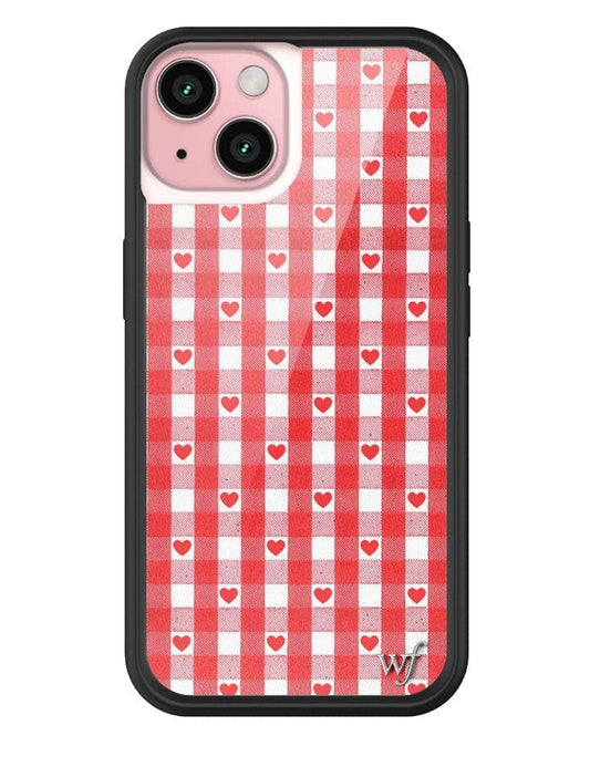 Wildflower Red Gingham Heart iPhone 15 Case