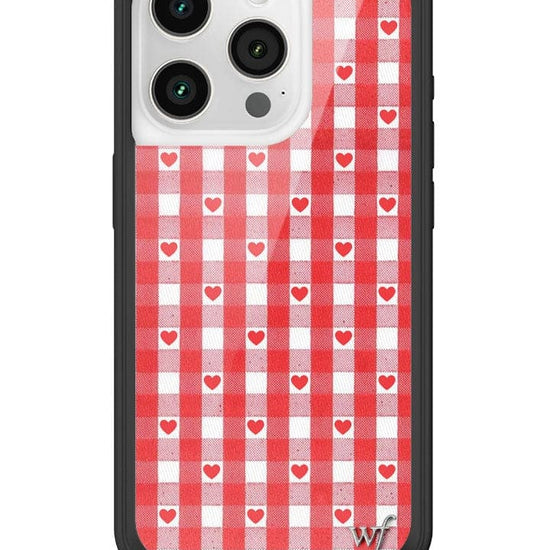 Wildflower Red Gingham Heart iPhone 15 Pro Case