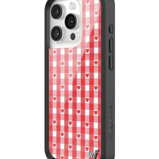 Wildflower Red Gingham Heart iPhone 15 Pro Case