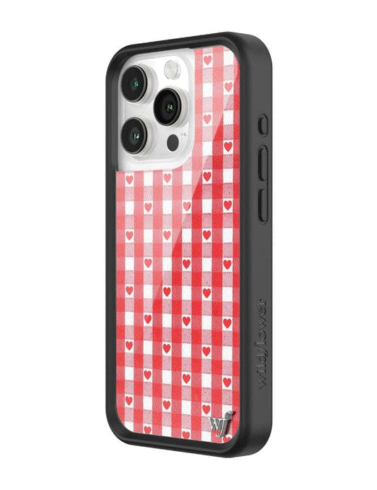 wildflower red gingham heart iphone 15 pro 