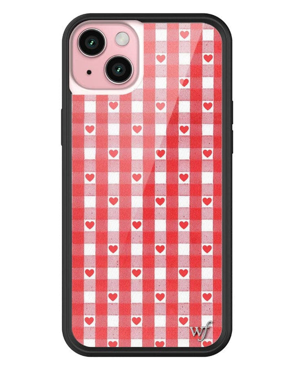 Wildflower Red Gingham Heart iPhone 15 Plus Case